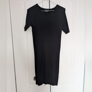 Elegant Black Ribbed Dress